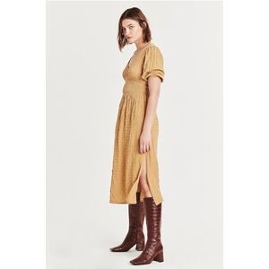 Dear John Jennifer Smocked Waist Dress Honey Midi Dress